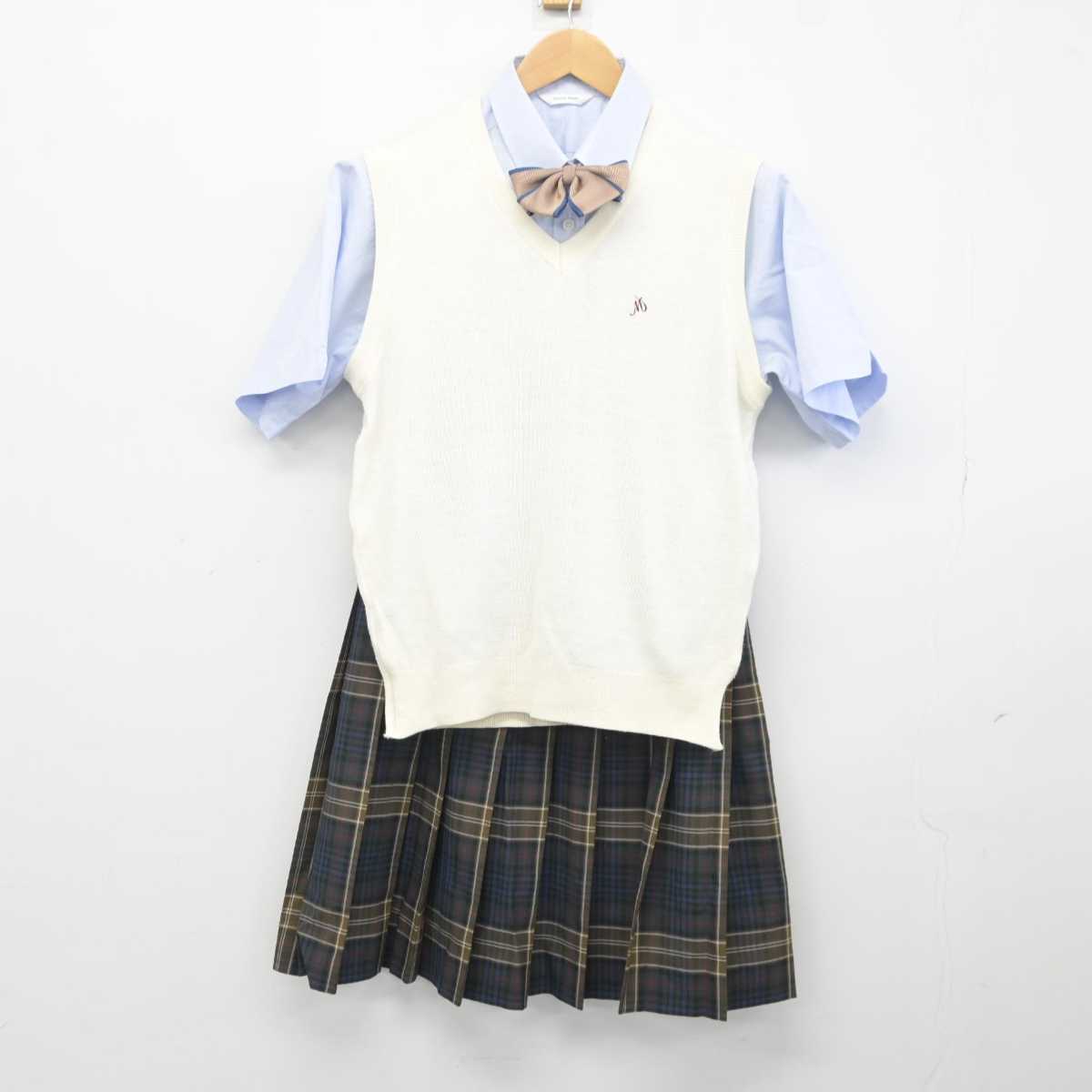 【中古】千葉県 松戸高等学校 女子制服 4点 (ニットベスト・シャツ・スカート) sf041473