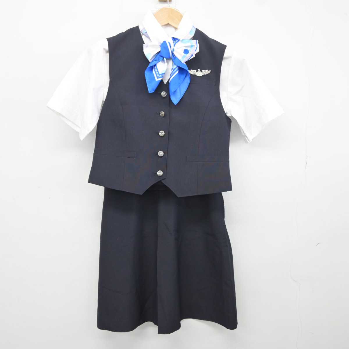 【中古】石川県 日本航空高等学校石川 女子制服 5点 (シャツ・ベスト・スカート) sf041506