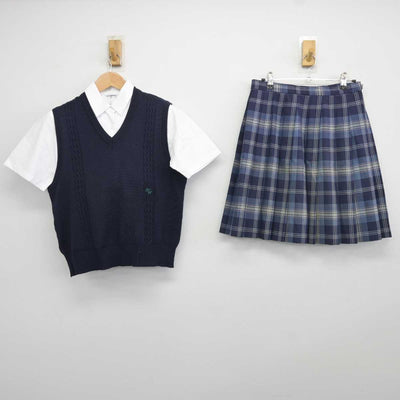 【中古】千葉県 木更津総合高等学校 女子制服 3点 (シャツ・ニットベスト・スカート) sf041513