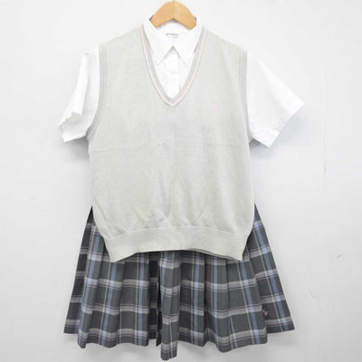 【中古】栃木県 國學院大学栃木高等学校 女子制服 3点 (ニットベスト・シャツ・スカート) sf041649