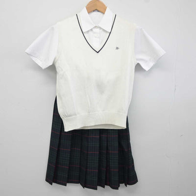 【中古】千葉県 千葉日本大学第一高等学校 女子制服 3点 (ニットベスト・シャツ・スカート) sf041659