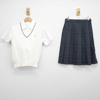 【中古】千葉県 千葉日本大学第一高等学校 女子制服 3点 (ニットベスト・シャツ・スカート) sf041659