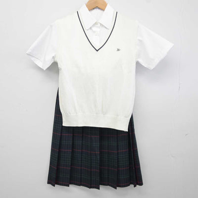 【中古】千葉県 千葉日本大学第一高等学校 女子制服 3点 (ニットベスト・シャツ・スカート) sf041660