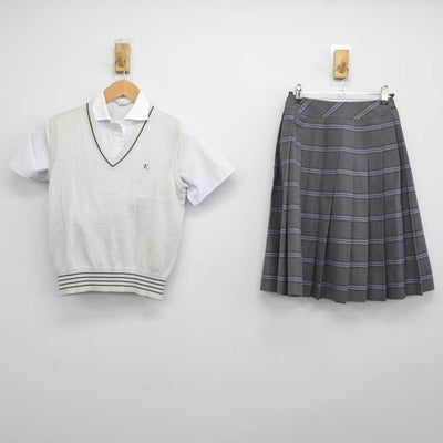 【中古】大阪府 関西福祉科学大学高等学校 女子制服 4点 (シャツ・ニットベスト・スカート) sf041754