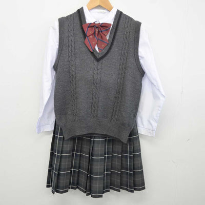 【中古】群馬県 前橋育英高等学校 女子制服 5点 (ブレザー・ニットベスト・シャツ・スカート) sf041772