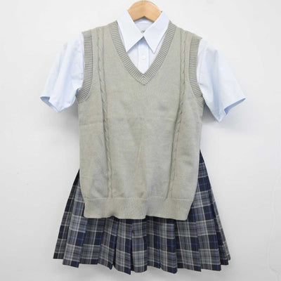 【中古】大阪府 大阪夕陽丘学園高等学校 女子制服 3点 (ニットベスト・シャツ・スカート) sf041808