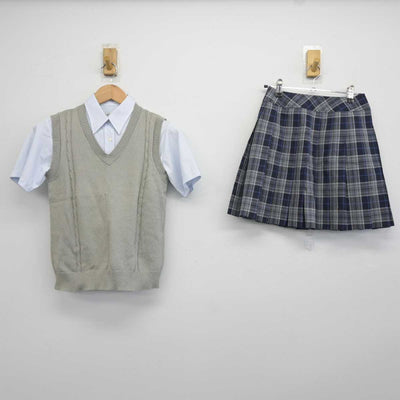 【中古】大阪府 大阪夕陽丘学園高等学校 女子制服 3点 (ニットベスト・シャツ・スカート) sf041808