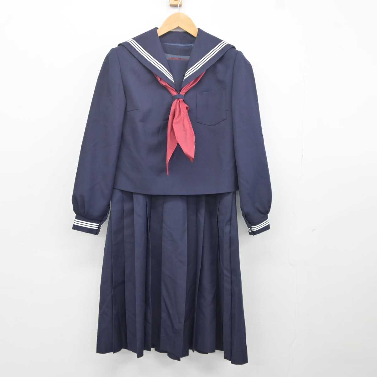 【中古】茨城県 ひたちなか市立勝田第三中学校 女子制服 3点 (セーラー服・ジャンパースカート) sf041825