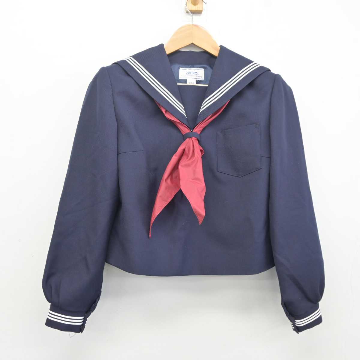 【中古】茨城県 ひたちなか市立勝田第三中学校 女子制服 3点 (セーラー服・ジャンパースカート) sf041825