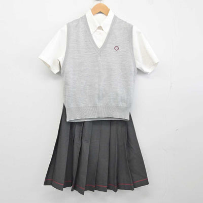 【中古】東京都 桜美林中学校高等学校 女子制服 3点 (ニットベスト・シャツ・スカート) sf041829