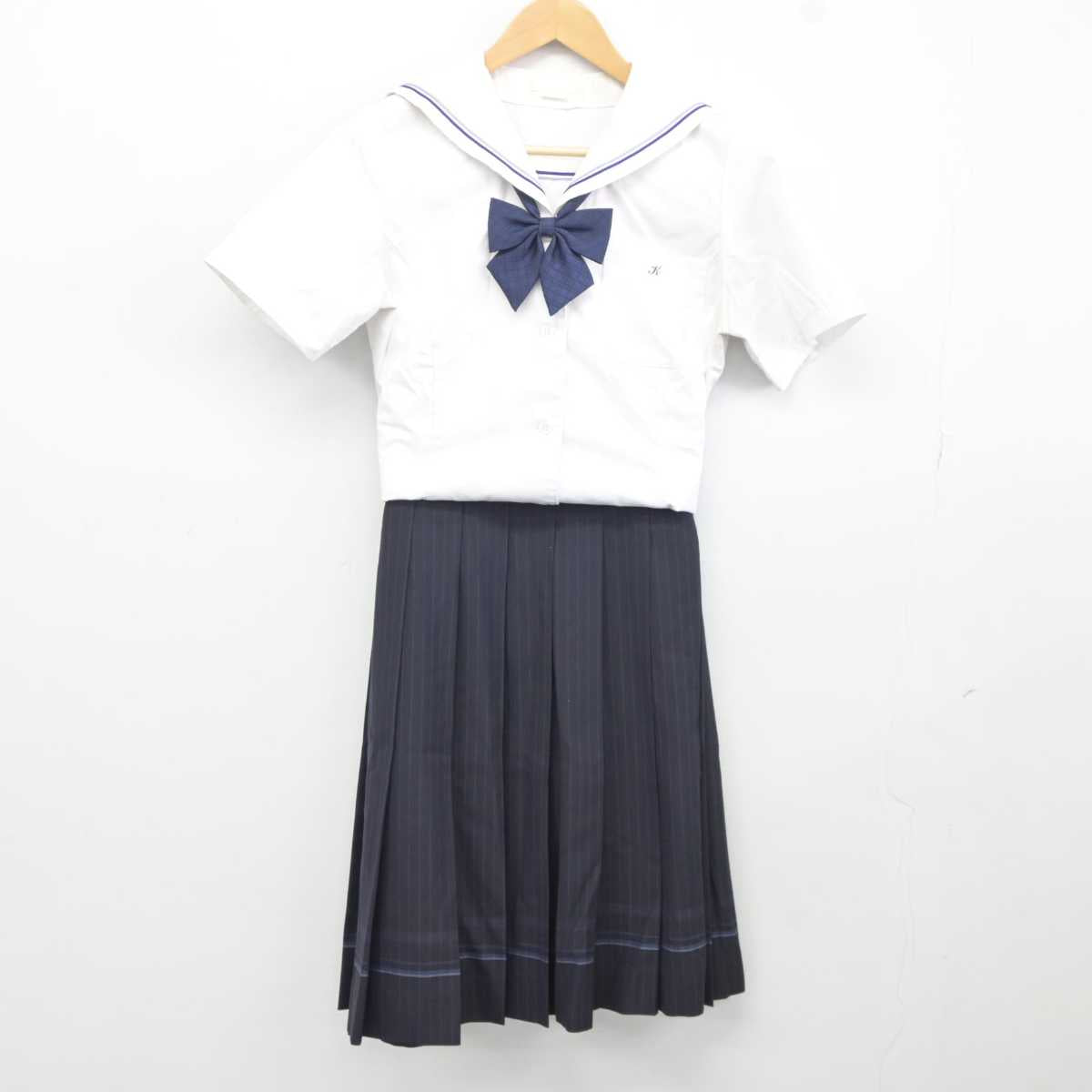 【中古】岡山県 倉敷高等学校 女子制服 3点 (セーラー服・スカート) sf041848