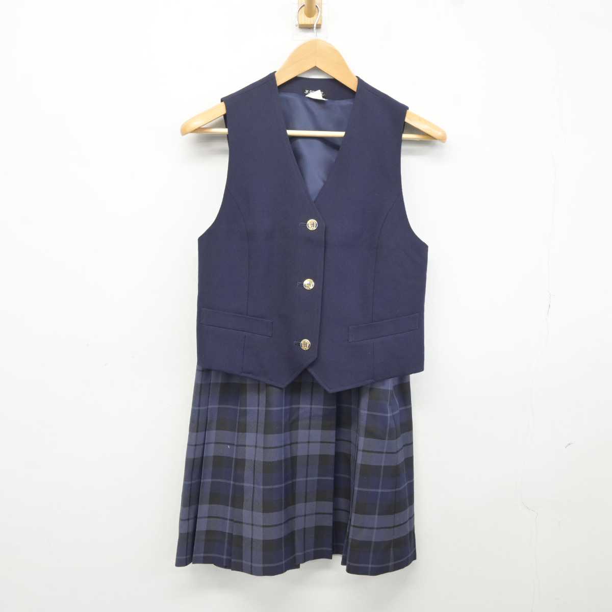 【中古】神奈川県 ひばりが丘高等学校 女子制服 5点 (ブレザー・ベスト・スカート) sf041875