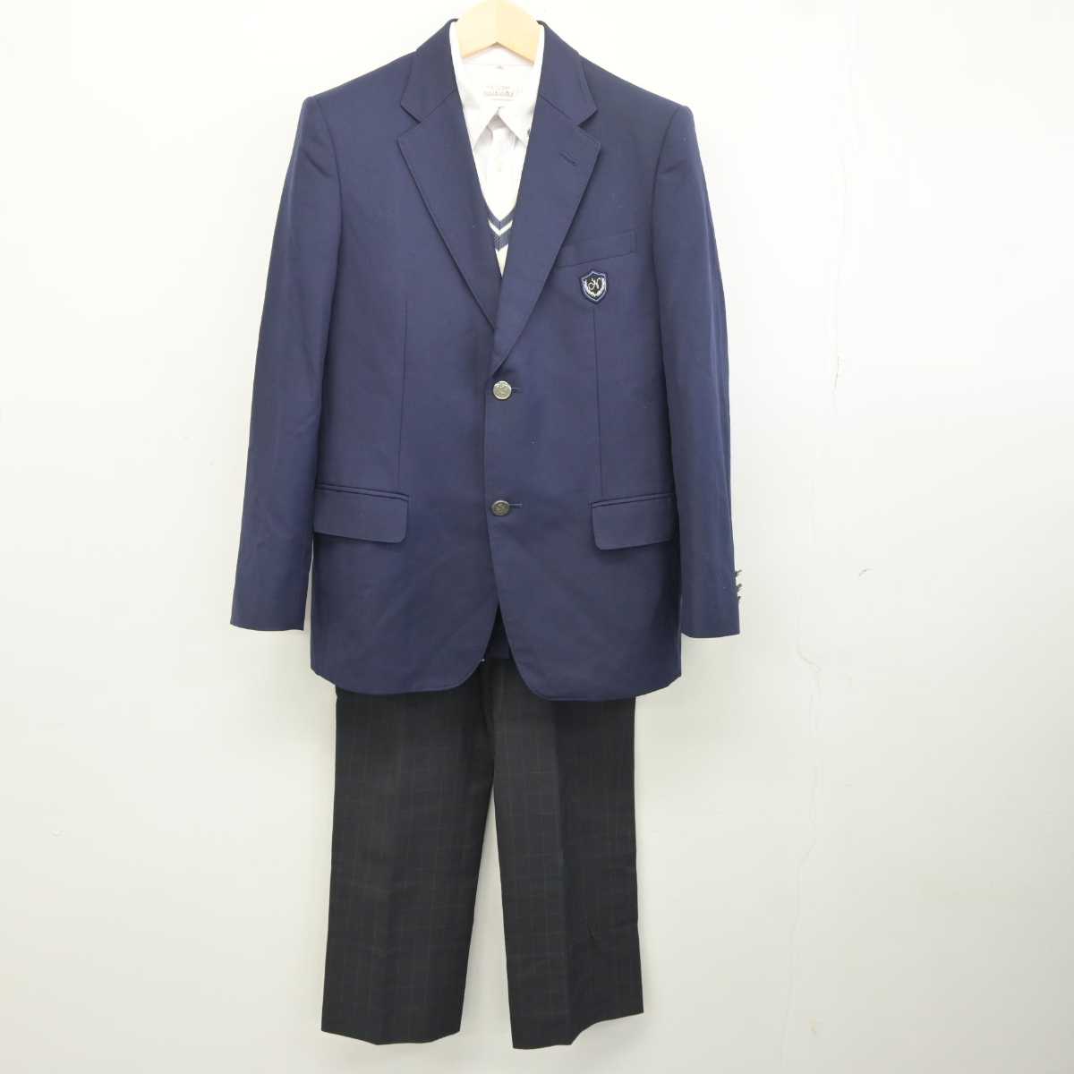 【中古】沖縄県 南部農林高等学校 男子制服 4点 (ブレザー・ニットベスト・シャツ・ズボン) sf041924