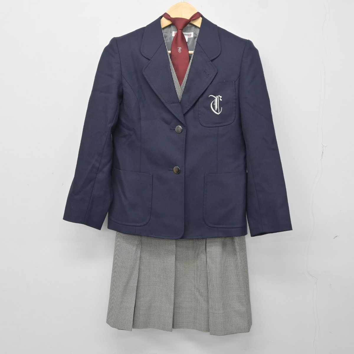 【中古】神奈川県 茅ケ崎中学校 女子制服 6点 (ブレザー・ベスト・スカート) sf042015