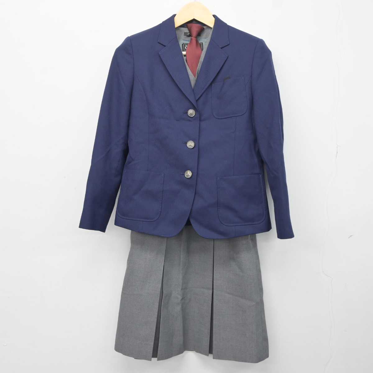 【中古】北海道 元町中学校 女子制服 4点 (ブレザー・ベスト・スカート) sf042016