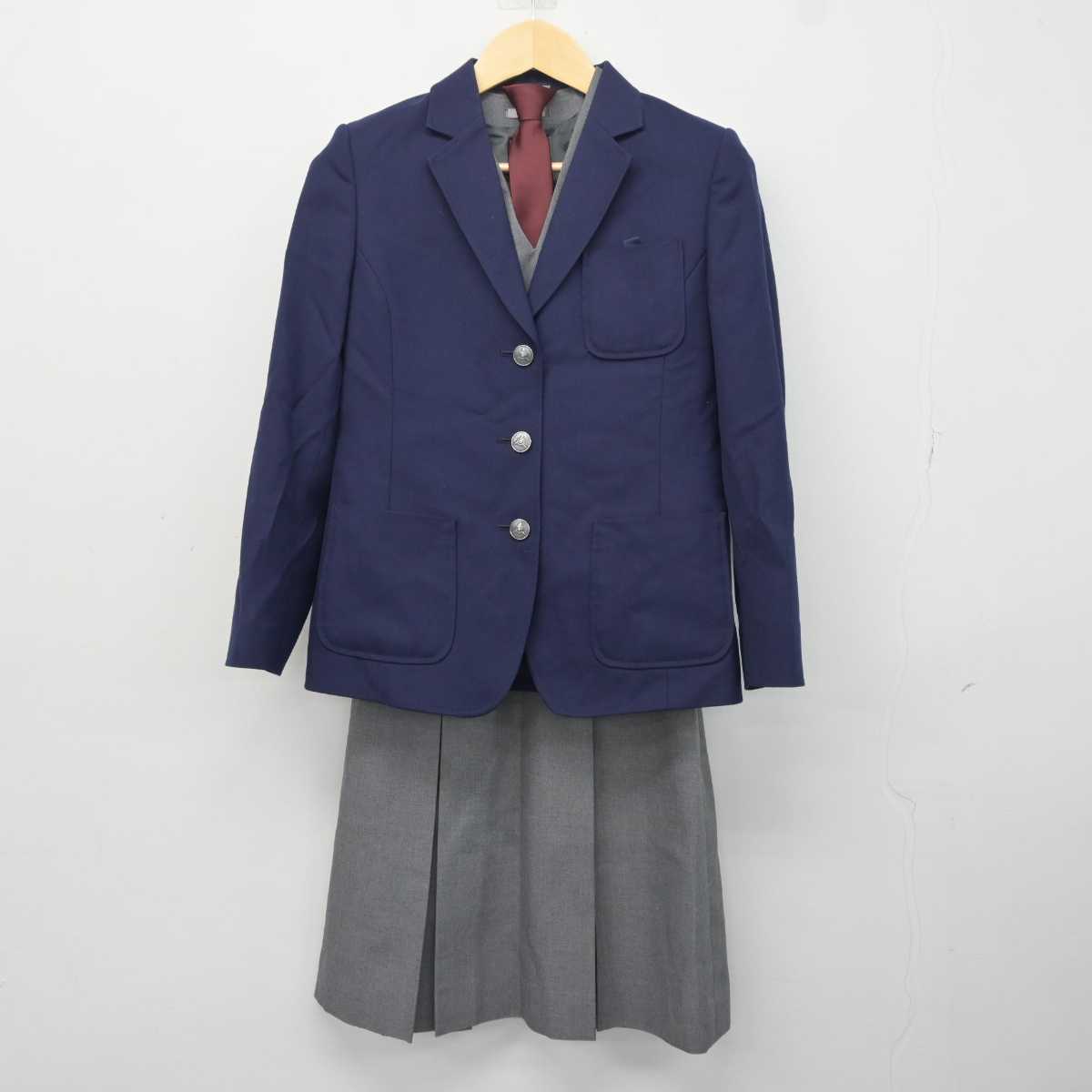 【中古】北海道 元町中学校 女子制服 4点 (ブレザー・ベスト・スカート) sf042017