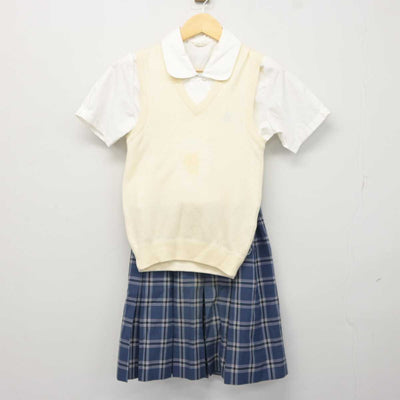 【中古】東京都 立川女子高等学校 女子制服 4点 (シャツ・ニットベスト・スカート) sf042021