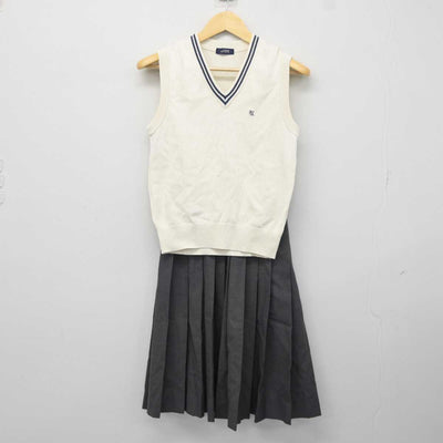 【中古】栃木県 佐野日本大学高等学校 女子制服 2点 (ニットベスト・スカート) sf042023