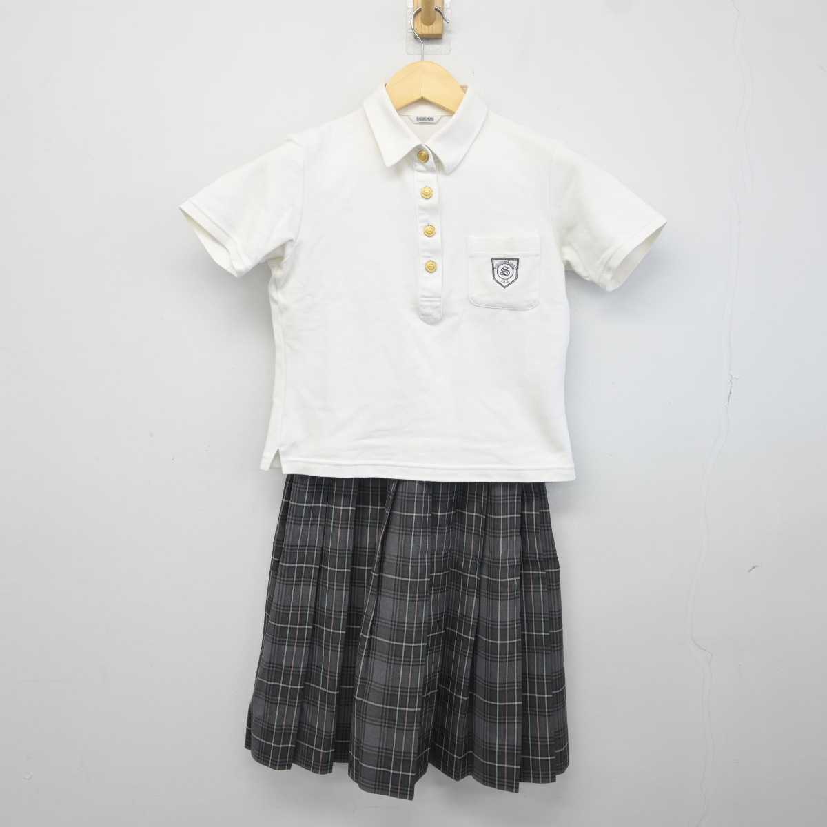 【中古】福島県 福島成蹊中学校 女子制服 3点 (シャツ・スカート) sf042040