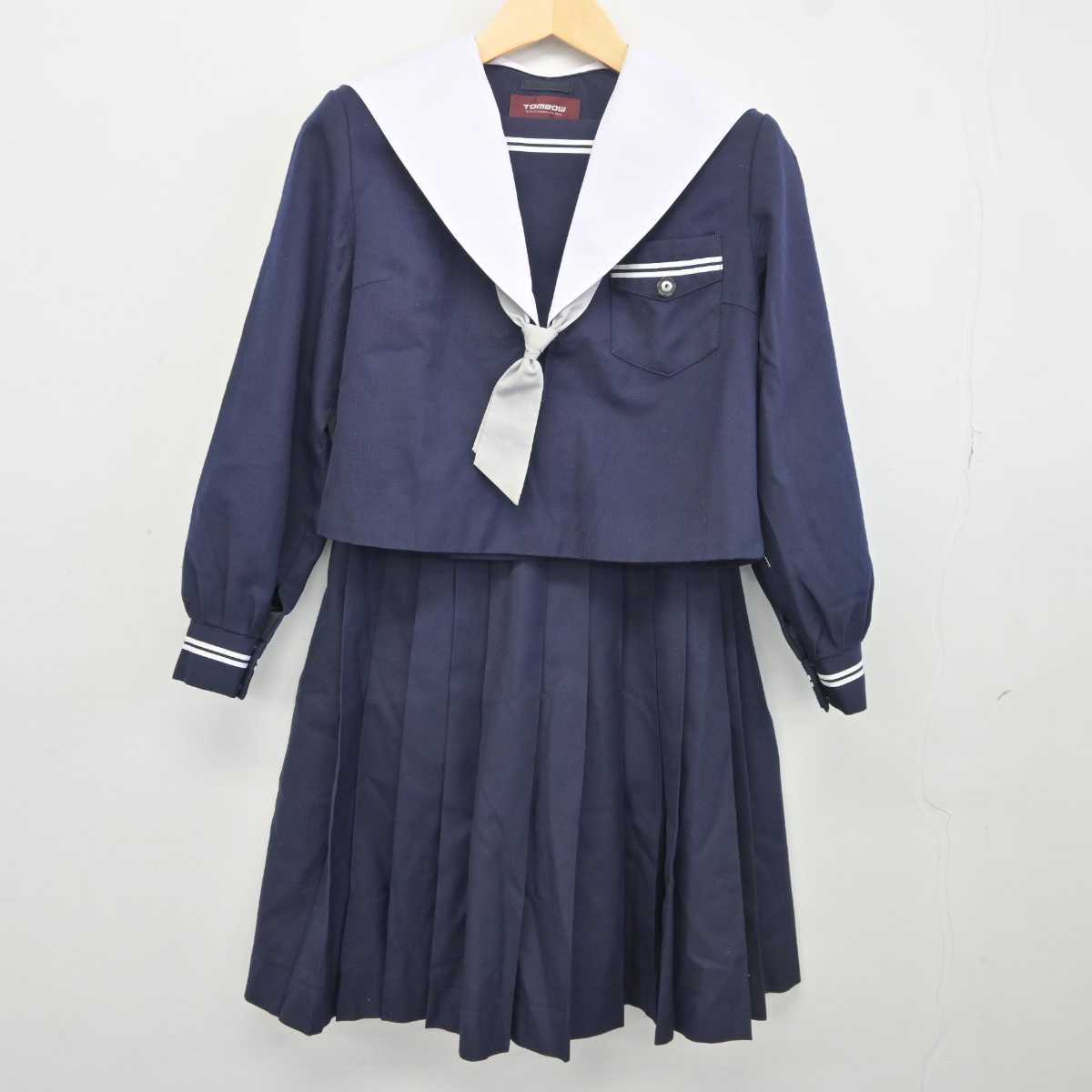 【中古】大阪府 本庄中学校 女子制服 3点 (セーラー服・スカート) sf042081