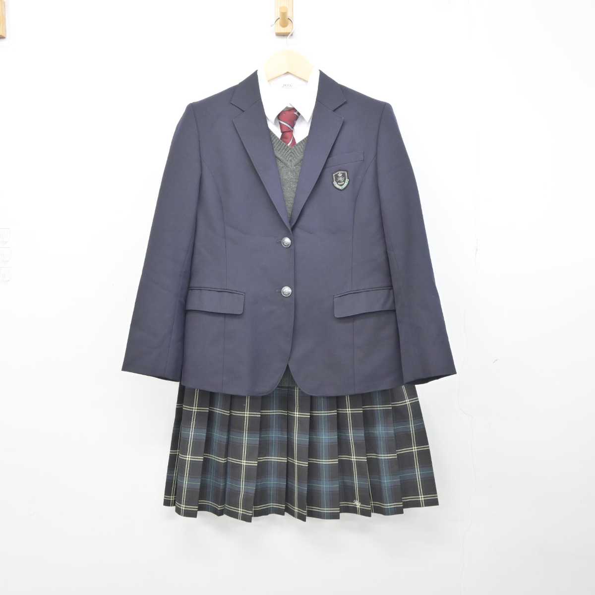 【中古】大阪府 大阪金剛インタ−ナショナル 小中高等学校 女子制服 5点 (ブレザー・ニット・シャツ・スカート) sf042130