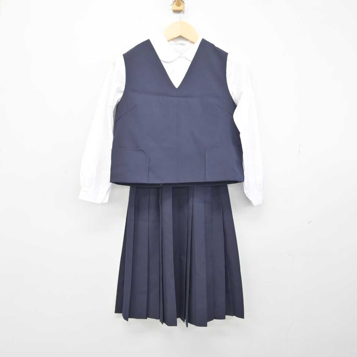 【中古】群馬県 殖蓮中学校 女子制服 4点 (ブレザー・ベスト・シャツ・スカート) sf042145