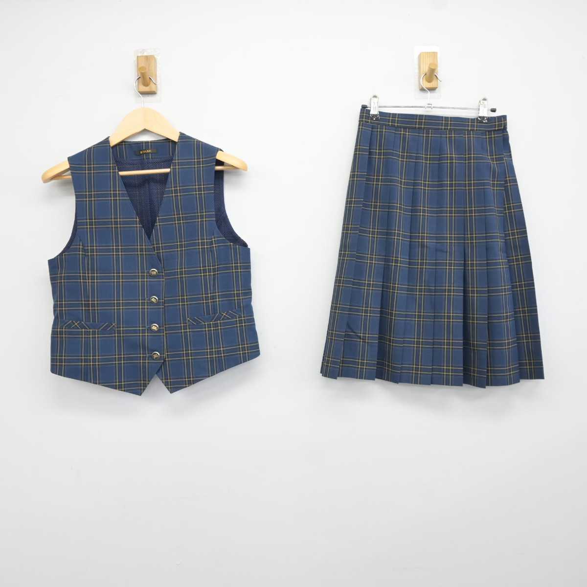 【中古】山梨県 韮崎高等学校 女子制服 2点 (ベスト・スカート) sf042157