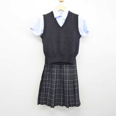 【中古】東京都 日本大学鶴ヶ丘高等学校 女子制服 3点 (ニットベスト・シャツ・スカート) sf042191