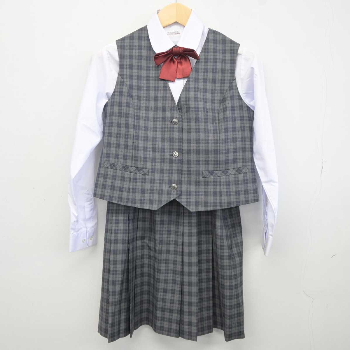 【中古】神奈川県 睦合東中学校 女子制服 5点 (ブレザー・シャツ・スカート・ベスト) sf042218