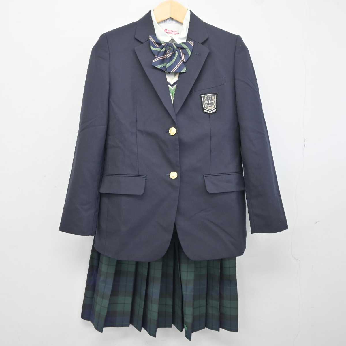 【中古】京都府 園部高等学校 女子制服 5点 (ブレザー・ニット・シャツ・スカート) sf042222