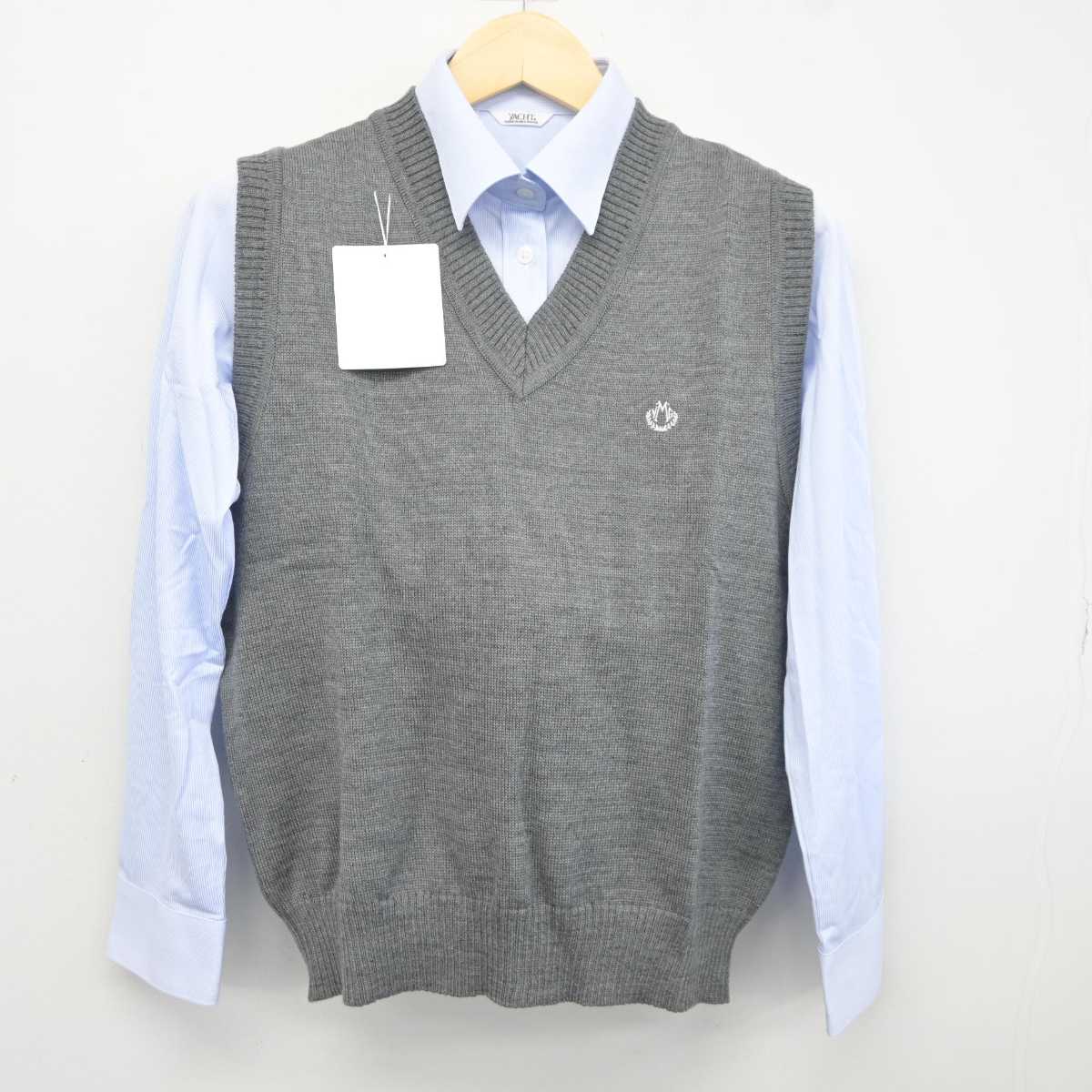 【中古】三重県 四日市メリノール学院高等学校 女子制服 2点 (ニットベスト・シャツ) sf042237