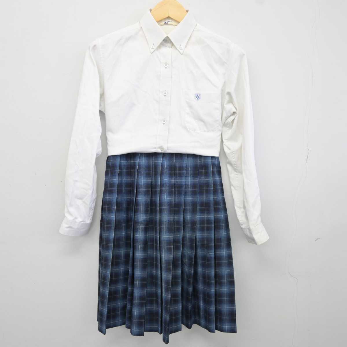 【中古】京都府 京都産業大学附属高等学校 女子制服 2点 (シャツ・スカート) sf042244