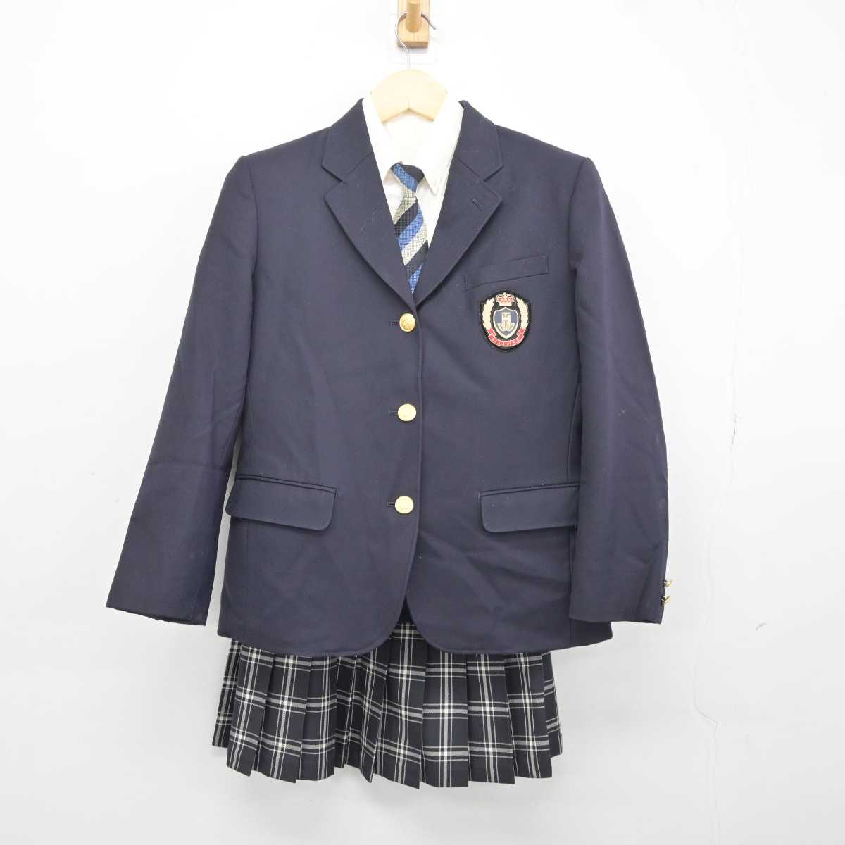 【中古】岡山県 西大寺高等学校 女子制服 5点 (ブレザー・シャツ・ニット・スカート) sf042254