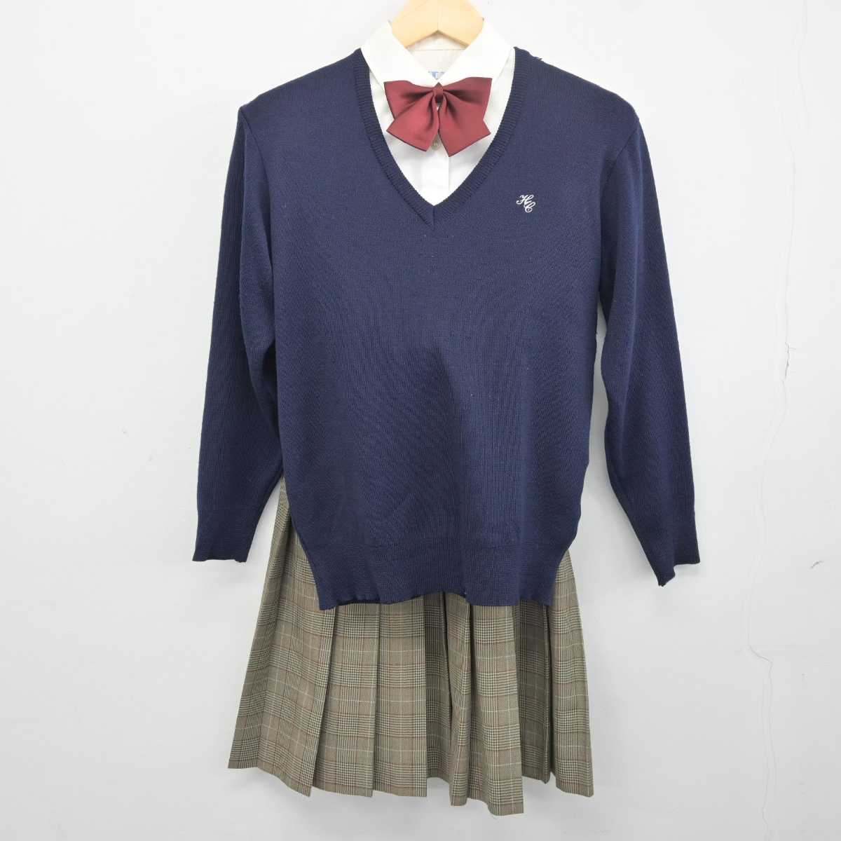 【中古】愛知県 半田商業高等学校 女子制服 5点 (ブレザー・シャツ・ニット・スカート) sf042319