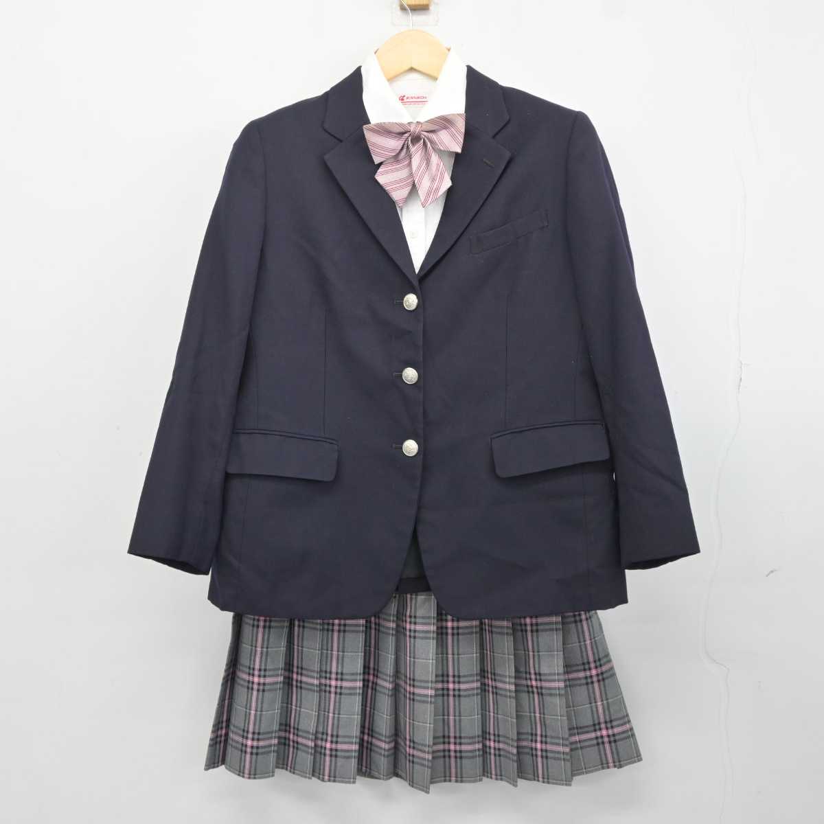 【中古】 クラーク記念国際高等学校 女子制服 4点 (ブレザー・シャツ・スカート) sf042408