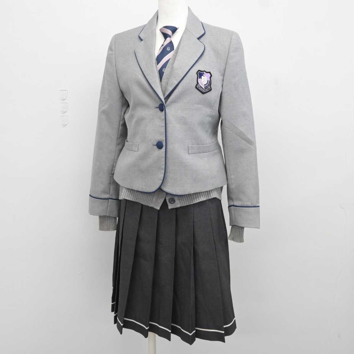 【中古】広島県 進徳女子高等学校 女子制服 4点 (ブレザー・ニット・スカート) sf042445