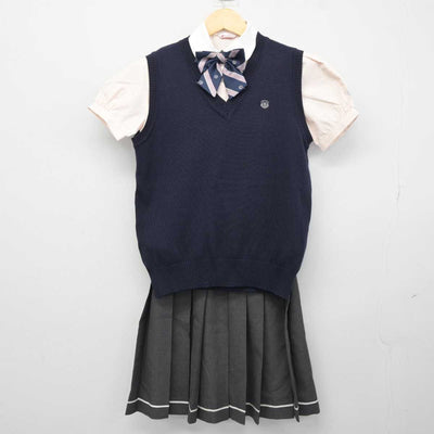 【中古】広島県 進徳女子高等学校 女子制服 4点 (ニットベスト・シャツ・スカート) sf042446