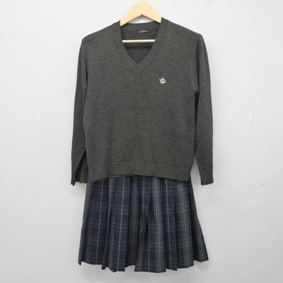 【中古】石川県 明倫高等学校 女子制服 2点 (ニット・スカート) sf042456