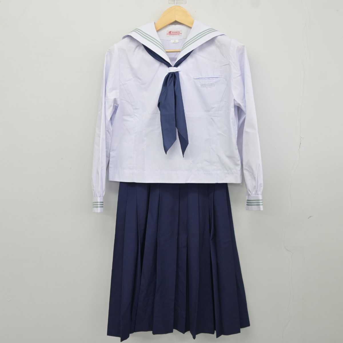 【中古】京都府 京都女子中学校 女子制服 3点 (セーラー服・スカート) sf042465