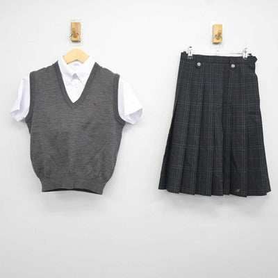 【中古】京都府 東宇治高等学校 女子制服 3点 (シャツ・ニットベスト・スカート) sf042479