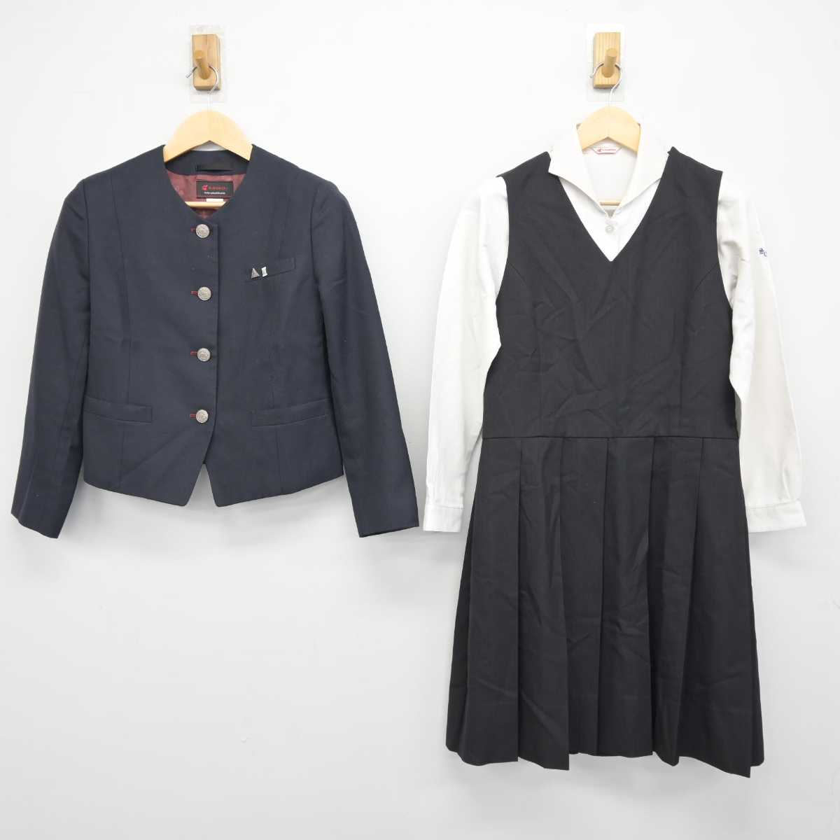 【中古】兵庫県 三田学園高等学校 女子制服 4点 (ブレザー・シャツ・ジャンパースカート) sf042498