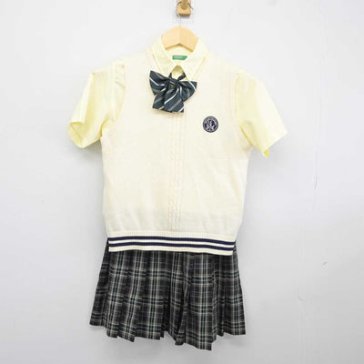 【中古】千葉県 植草学園大学附属高等学校 女子制服 4点 (ニットベスト・シャツ・スカート) sf042552