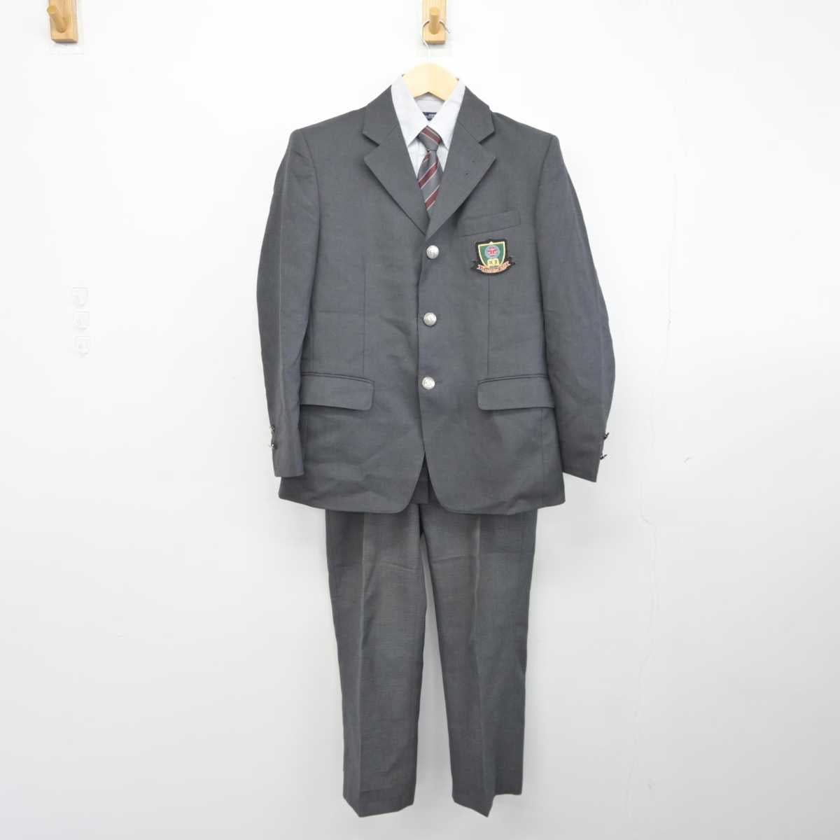 【中古】千葉県 浦和実業学園中学校 男子制服 4点 (ブレザー・シャツ・ズボン) sf042553