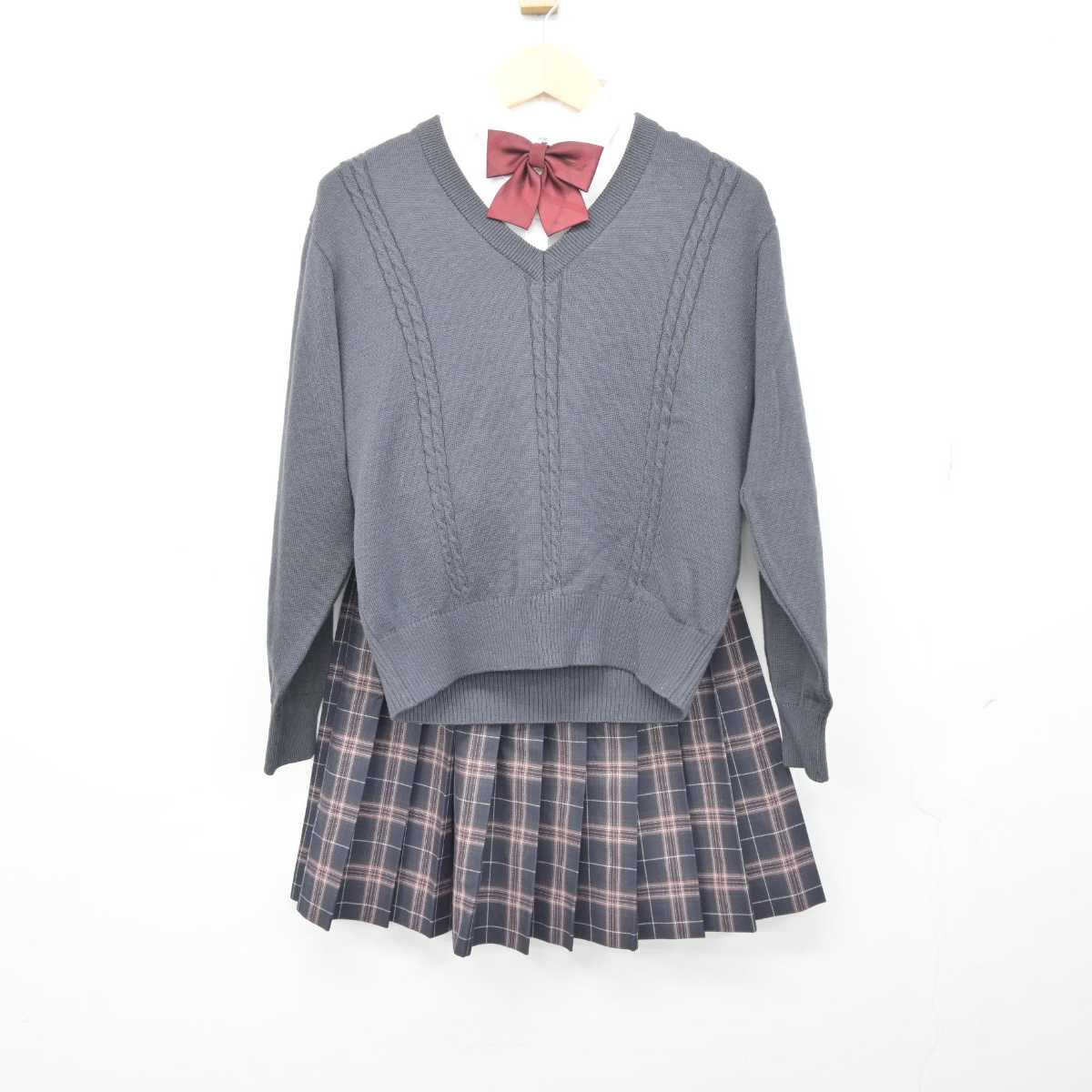 【中古】宮城県 聖ドミニコ学院中学校高等学校 女子制服 5点 (ブレザー・ニット・シャツ・スカート) sf042591