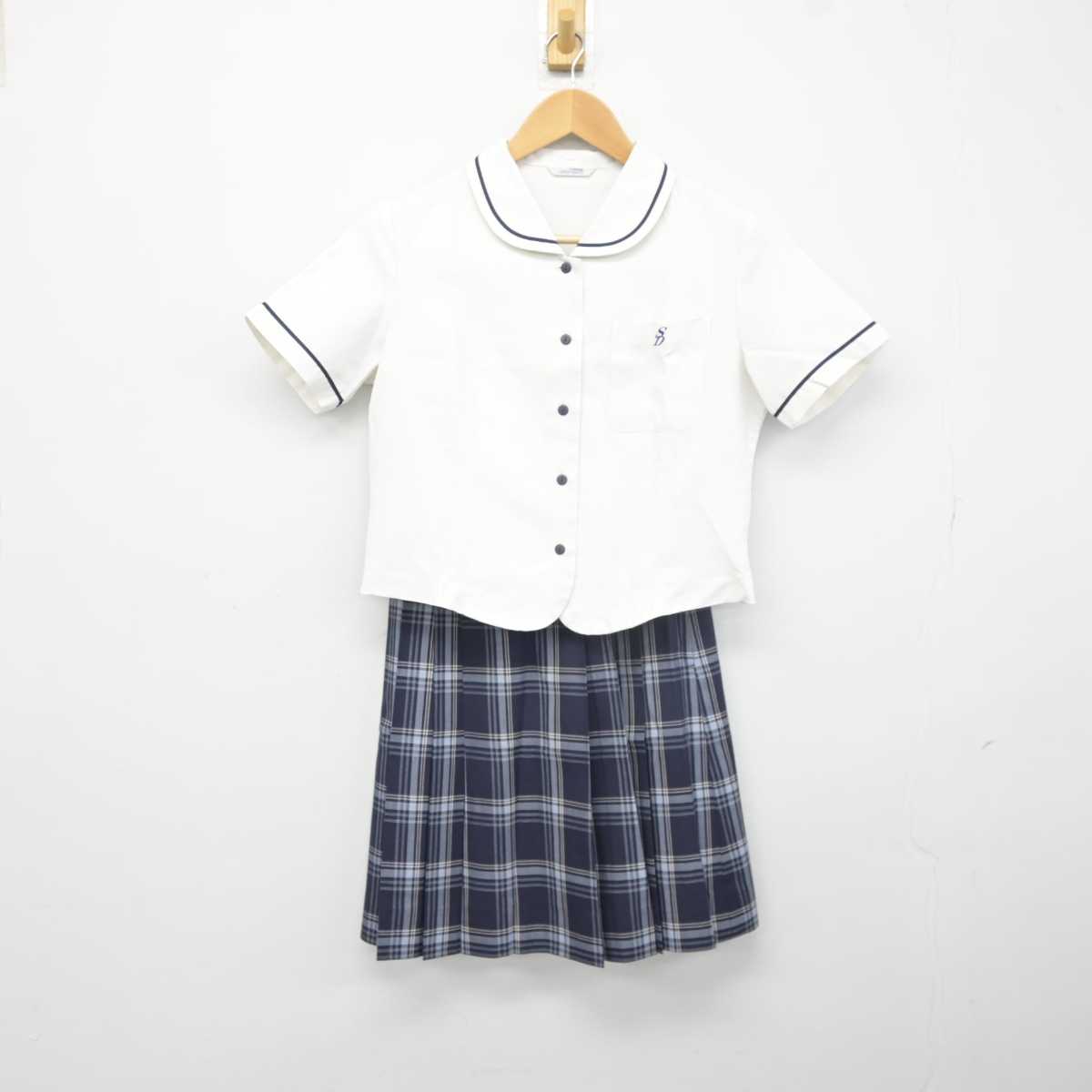 【中古】宮城県 聖ドミニコ学院中学校高等学校 女子制服 3点 (シャツ・スカート) sf042592