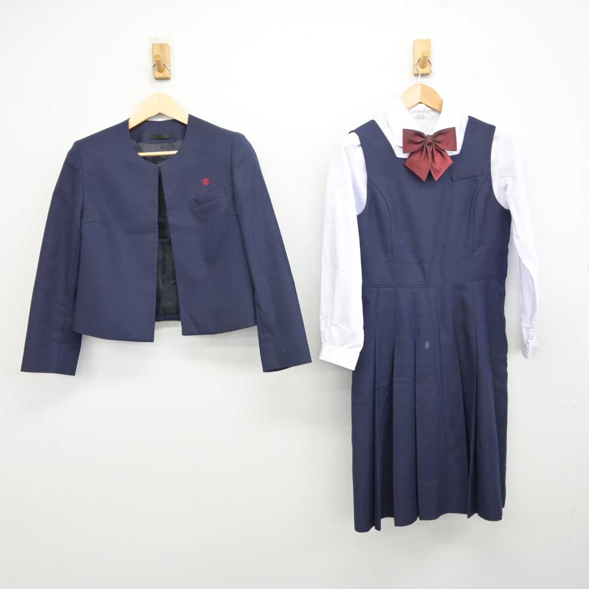 【中古】福岡県 中間高等学校 女子制服 4点 (ブレザー・ジャンパースカート・シャツ) sf042608