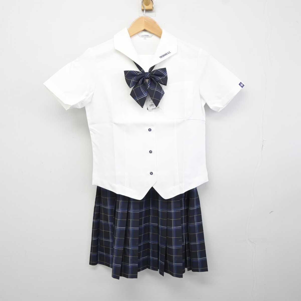 【中古】神奈川県 横浜高等学校 女子制服 4点 (ニットベスト・シャツ・スカート) sf042616