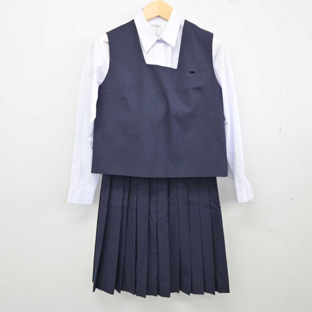 【中古】兵庫県 魚崎中学校 女子制服 4点 (ブレザー・ベスト・シャツ・スカート) sf042645