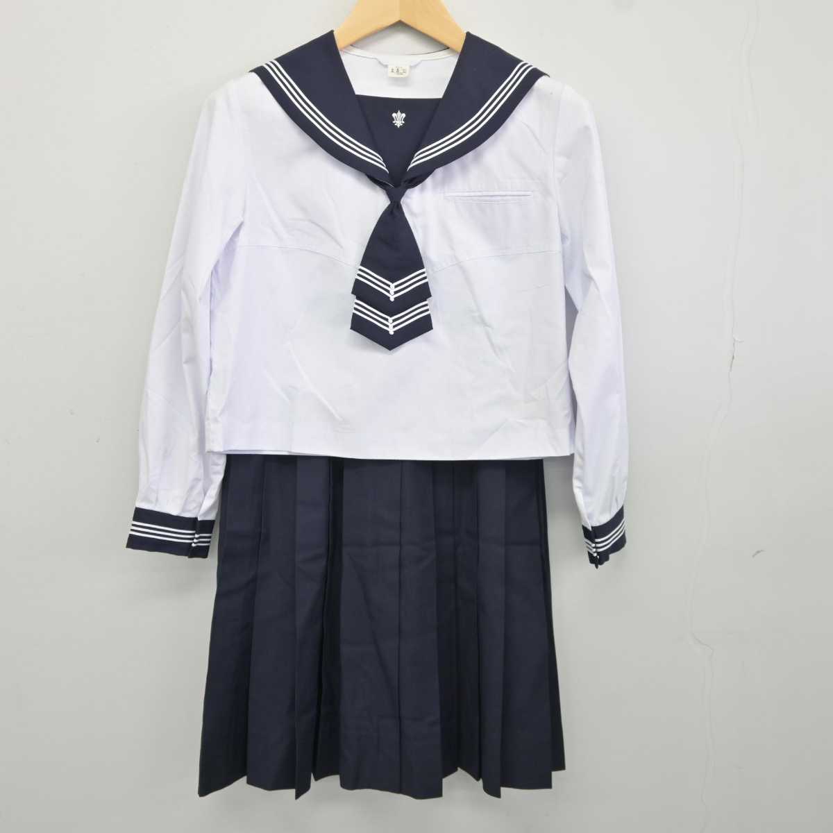 【中古】北海道 函館白百合学園中学高等学校 女子制服 3点 (セーラー服・スカート) sf042669