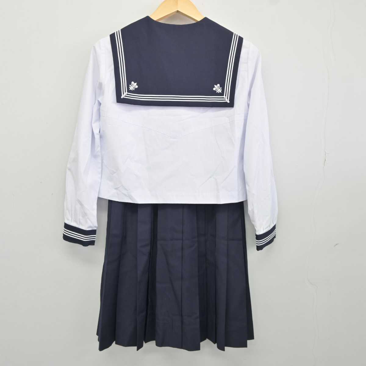 【中古】北海道 函館白百合学園中学高等学校 女子制服 3点 (セーラー服・スカート) sf042669